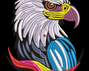 Majestic Eagle Head Colorful Bird Machine Embroidery, Patriotic Emblem Design, Eagle Lovers Gift Idea, PES DST JEF Instant Download