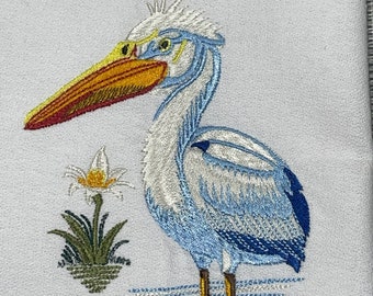 Elegant American White Pelican Bird Machine Embroidery, Water Lily Design, Bird Lover Shirt Pattern, PES DST JEF Instant Download