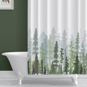 Pine Forest Woodsy Shower Curtain Free, Woodsy Shower Curtain