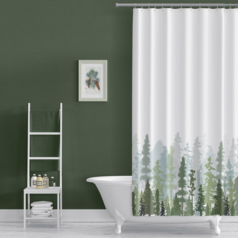 Pine Forest Woodsy Shower Curtain Shower Curtains & Rings Home & Living