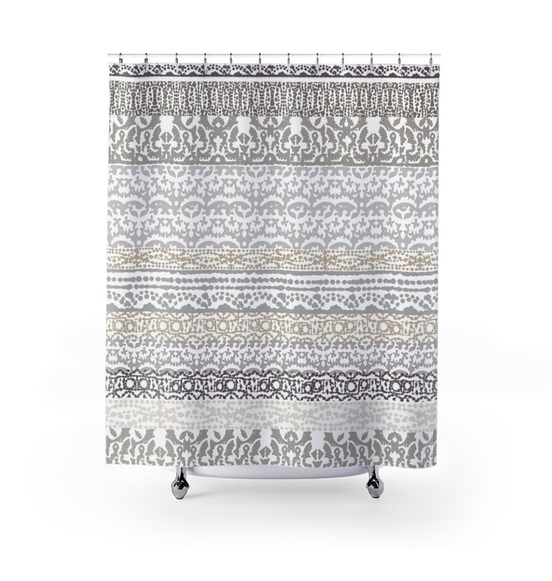 Batik Shower Curtain All Neutrals Etsy
