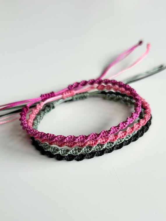 Handmade Macrame Twisted Knot Bracelet Adjustable Waxed Cord