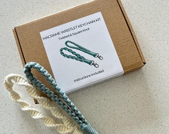 Macrame Wristlet Keychain Kit – Beginner Cotton Cord Craft Project - Relaxing Hobby for Adults