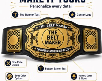 Custom Championship Belt: Personalized Wrestling Award, Fantasy Football Trophy, Custom Logo