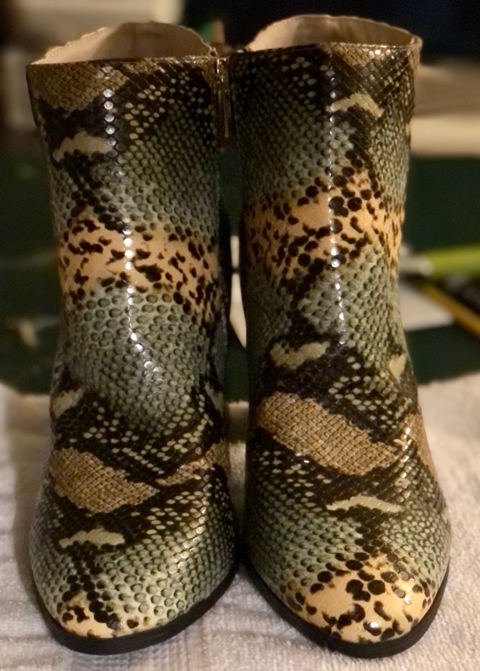 Faux Snakeskin High Heeled Booties Size 10 | Etsy