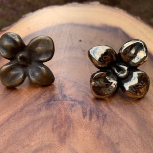 PLUMERIA Solid Bronze Drawer Pull, Flower Pull, Door Handle, Knob, Beach Theme Decor, Tropical, Island Style, Polished, Patina