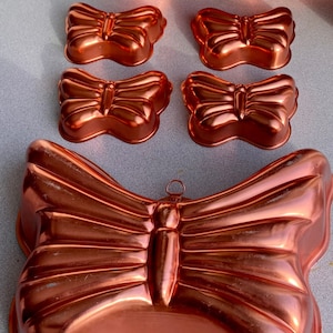 Vintage Mirro Aluminum Copper Toned Butterfly Jello/Baking/Decorative Hangable Molds - Butterfly Decor, Kitchenware, Spring Summer Decor