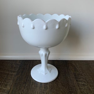 Vintage Milk Glass Goblet Planter with Scalloped Rim - Houseplant Planter, Farmhouse Decor, Plant Lover Gifts, Indoor Planter, Shabby Chic