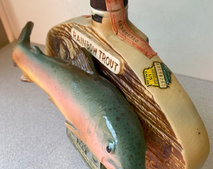 Vintage Rainbow Trout Jim Beam Bourbon Whiskey Decanter 1975 National