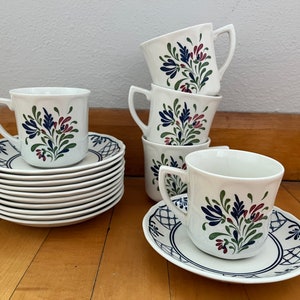 Vintage Provincial Ironstone Tea Cups and Saucers by Johnson Brothers - Made in England - Vintage Tea Cups, English Ironstone