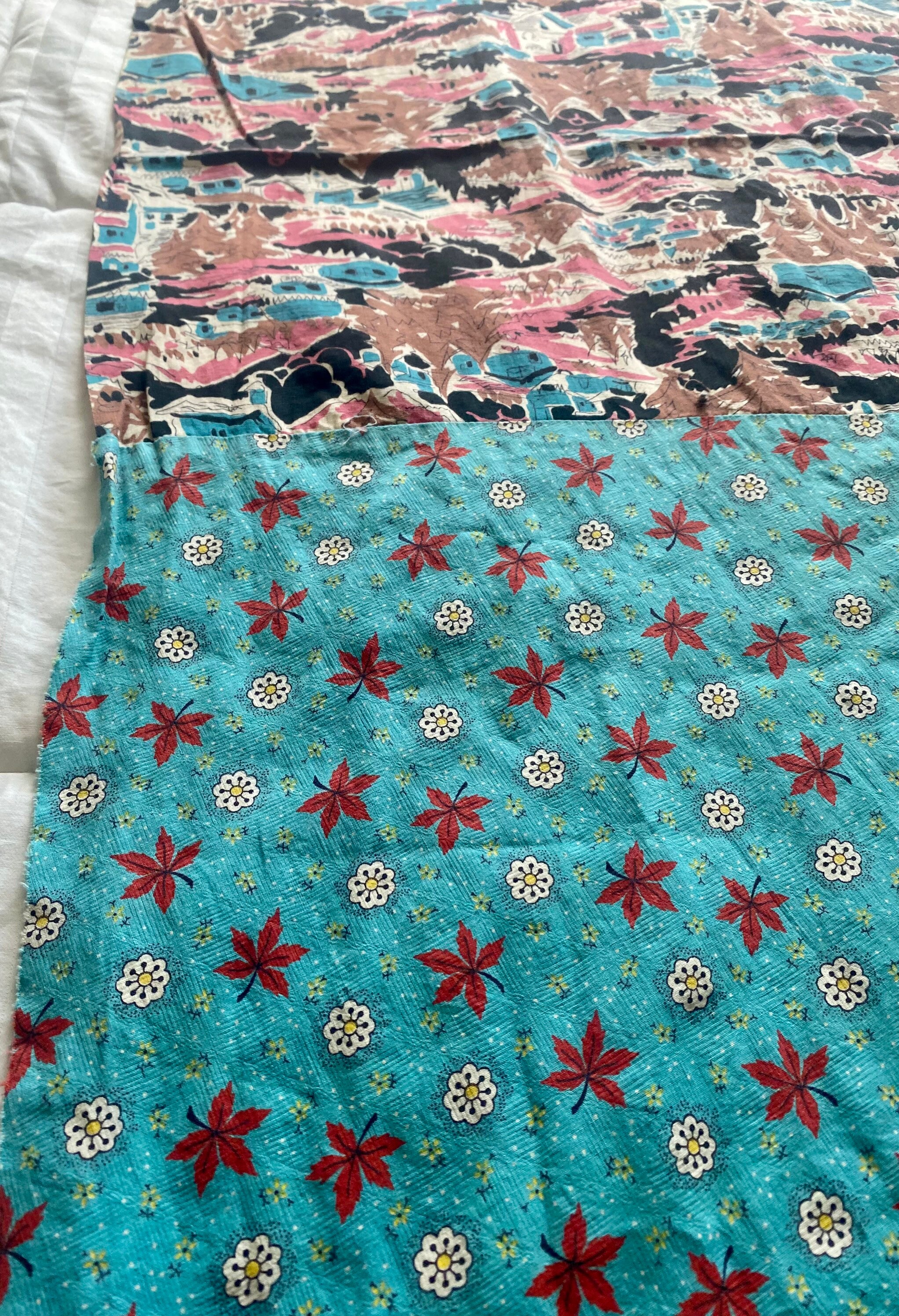 Vintage Quilt Topper 52 X 75 Retro Fabrics Etsy