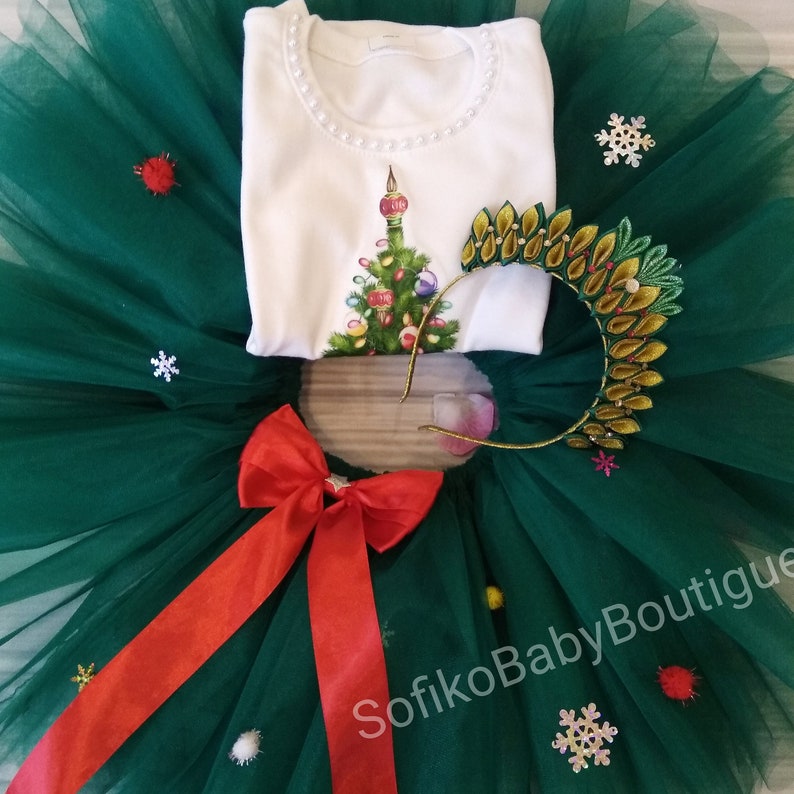 Green Christmas Tutu Christmas Tree Tutu Green New Year Outfit Outfit for Toddlers Baby Dress Green Tutu Christmas Trees Christmas Photo