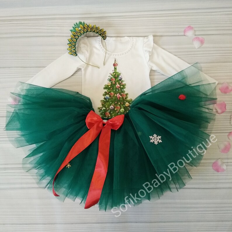 Green Christmas Tutu Christmas Tree Tutu Green New Year Outfit Outfit for Toddlers Baby Dress Green Tutu Christmas Trees Christmas Photo