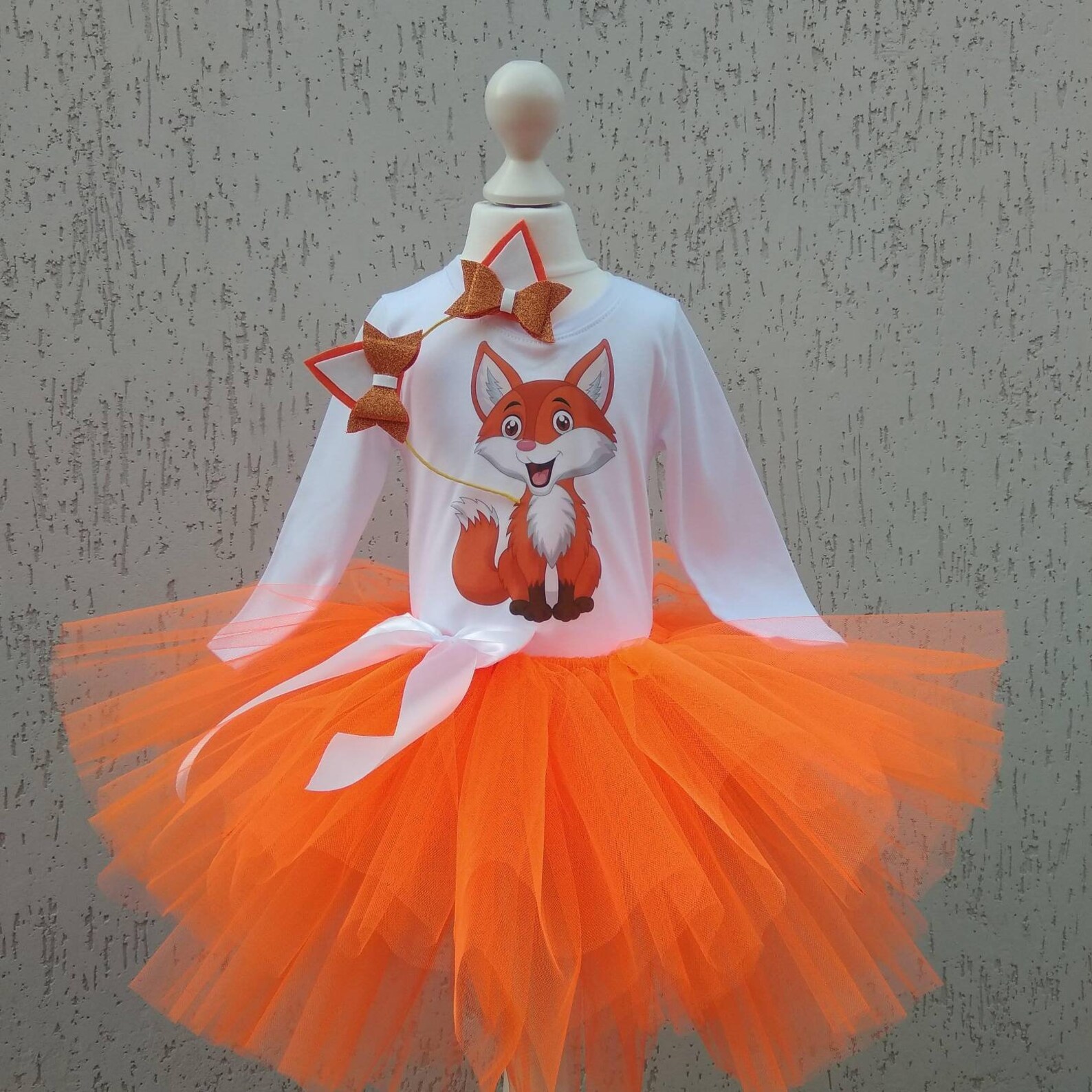 Orange fox costume for girl Fox outfit for Halloween Birthday Etsy