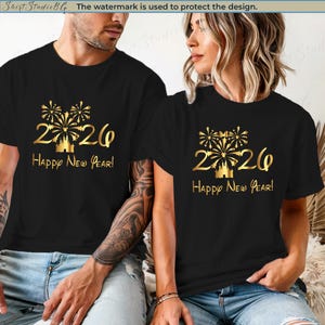 Disney Castle New Year 2026 Shirts, Gold Foil New Years Disney 2026 Shirts, Disney Couple Shirts, Disney New Year Shirts, New Year Eve Shirt