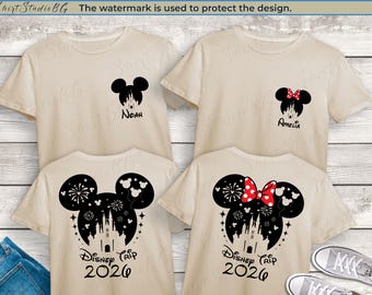 Chemise personnalisée Disney vacances 2026, chemises famille Disney 2026, chemise Disney Paris 2026, chemises Disneyland, chemises Disney assorties