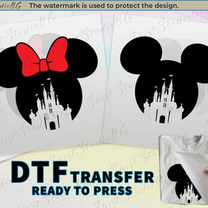 Mickey and Minnie Disney Castle DTF Transfer Ready to Press, Disney Transfers, DTF Prints, Heat Transfer, DTF transfers, Disney Shirts