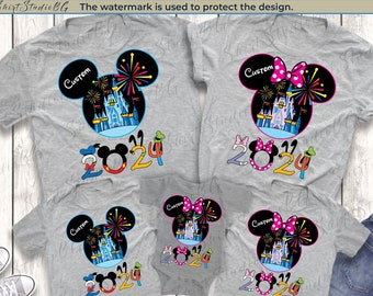 Camicie personalizzate Disneyland 2024, Camicie per la famiglia Disney, Camicie di Topolino e Minnie, Camicie per coppie Disney, Camicie Disneyworld, Camicie Disney