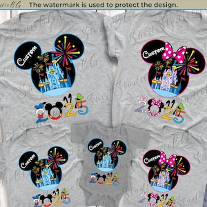 Personalizowane koszulki Disneyland 2025, koszulki rodzinne Disney, koszulki Myszki Miki i Minnie, koszulki dla par Disney, koszulki Disneyworld, koszulki Disney