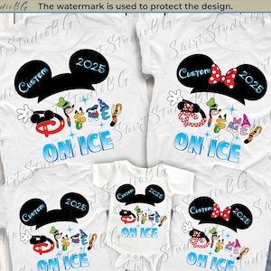 Chemises Disney sur glace 2025 personnalisées, chemises famille Disney, chemises Disneyland, chemises couple Disney, chemises Disneyworld, chemises Disney