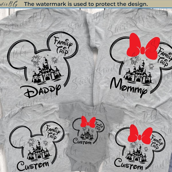 Chemises voyage en famille Disney personnalisées Chemise château Disney Chemises famille Disney, chemises Mickey et Minnie Chemises couple Disney, chemises Disneyworld