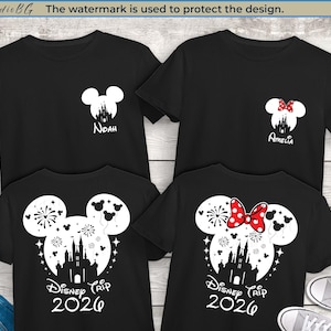 Chemise personnalisée Disney Vacations 2026, chemises familiales Disneyland Paris Black