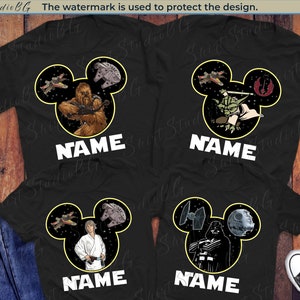 Personalizowane koszulki z postaciami z Gwiezdnych Wojen, koszulki rodzinne Disney, koszulki Star Wars, koszulki dla par Disney, koszulki Disneyworld, koszulki Disney