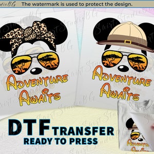 Mickey and Minnie Adventure Awaits Animal Kingdom DTF Transfer Ready to Press, Disney DTF Transfers DTF Print Heat Transfer, Disney Shirts
