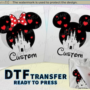 Custom Valentine&#39;s Day Disney Couple DTF Transfer Ready to Press, Personalized Disney Transfers, DTF Prints, DTF transfers, Disney Shirt