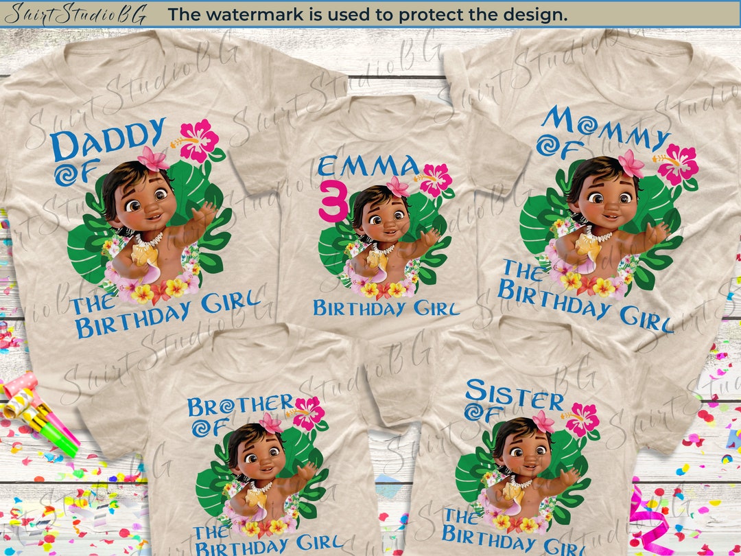 Personalized Moana Birthday Party Shirts, Moana Birthday Shirts, Baby ...