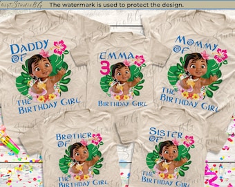 Personalized Moana Birthday Shirts, Disney Family Matching Shirts
