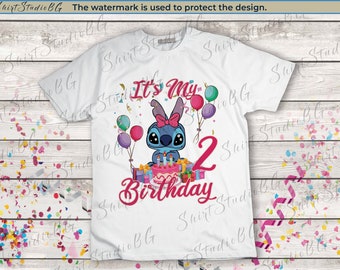Chemise anniversaire point personnalisée, chemises anniversaire, chemises Stitch pour baby shower, chemises famille Disneyland Disney, chemises anniversaire Disney