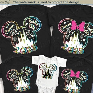 Personalizowane koszulki Disney Trip 2025, koszulki rodzinne Disney, koszulki Myszki Miki i Minnie, koszulka dla par Disney, koszulki Disneyworld, koszulki Disney