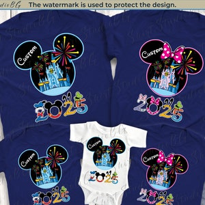 Personalizowane koszulki Disneyland 2025, koszulki rodzinne Disney, koszulki Myszki Miki i Minnie, koszulki dla par Disney, koszulki Disneyworld, koszulki Disney