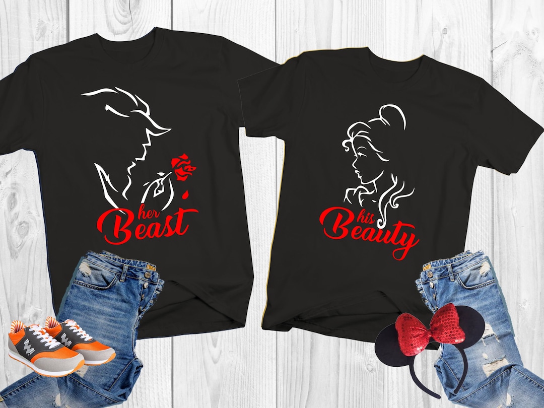 Beauty and the Beast Disney Couple Shirts, Beast and Beauty Rose