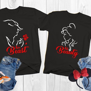 Beauty and the Beast Disney Couple Shirts, Beast and Beauty rose Disney matching couple shirts, His beauty her Beast couple shirts a211