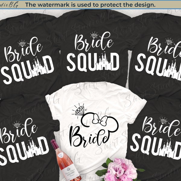 Disney bruid en bruid Squad shirts, Disney vrijgezellenfeest, bachelorette shirts, Disney shirts, Disneyworld shirts, Disneyland shirts
