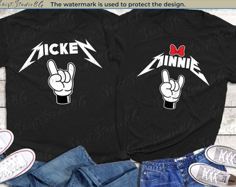 Mickey and Minnie Mouse Rock and Roll Disney Family Shirts