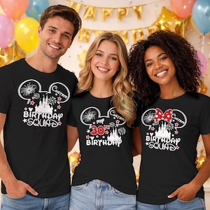 Magliette personalizzate per la squadra di compleanno Disney, magliette abbinate per le vacanze in famiglia