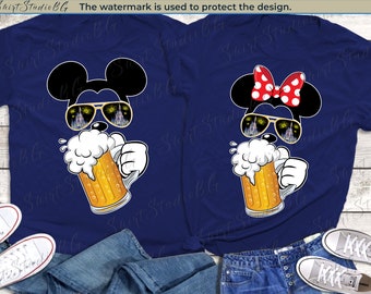 Mickey Beer and Minnie Beer Epcot Shirts, Epcot Drinking Around The World Shirt, Drinking Around The World Shirts, Disney Couple Shirts