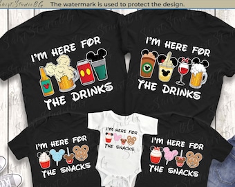 Epcot Family Shirts, Here For The Snacks and Drinks, Disney Vacation