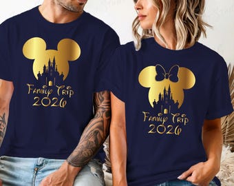 Camisetas doradas para viajes familiares de Disney 2026, camisetas familiares de Disney, camisetas de Disneyland, camisetas de pareja de Disney, camisetas de Disneyworld, camisetas de Disney