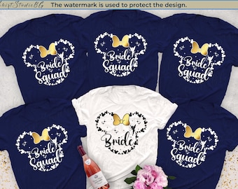 Custom Disney Bachelorette Party Shirts, Disney Bride and Bride Squad Shirts, Bachelorette Shirts, Minnie Bride Shirt, Disneyland Shirts