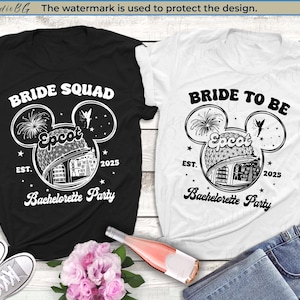 Personalized Epcot Bachelorette Party 2025 Shirts, Disney Bride Shirt, Disney Bride Squad Shirts, Bachelorette Shirts, Minnie Bride Shirt