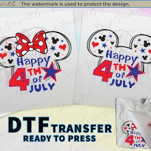 DTF Transfers Disney Happy 4th of July Ready to Press, 4th of July  Shirt, Disney DTF Prints Heat Transfer DTF transfers Magic Kingdom Shirt