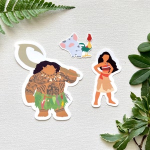 Moana Character Stickers: Maui, Pua, Hei-hei