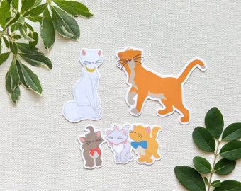 Pegatinas de Los Aristogatos: Duquesa, Thomas O'Malley, Gatitos