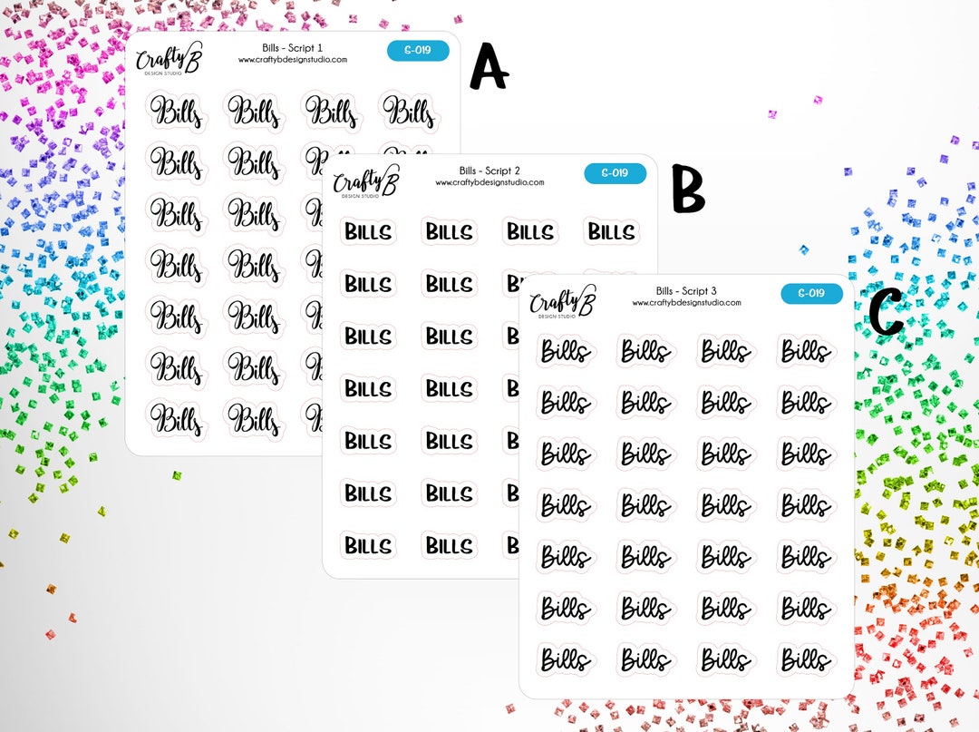Bills Script Bills Script Sampler Sticker Deco Decorative Stickers Scripts ...