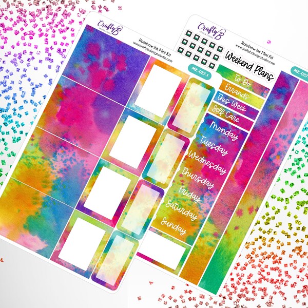 Rainbow Ink Mini Kit | Sticker Deco | Decorative Stickers | Planner Stickers | Deco Planning Bright Colorful Watercolor
