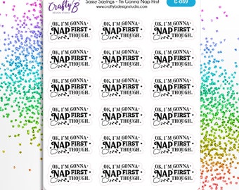 I'm Gonna Nap First Stickers Script | Sassy Sayings | Sticker Deco | Decorative Stickers | Functional Stickers | Planner Stickers | Planning